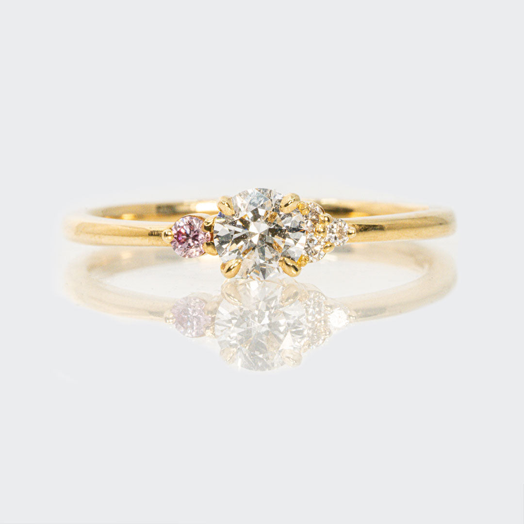 18 carat yellow gold pink and white diamond dress ring Tighe Jewellery Studio 18 carat yellow gold pink and white diamond dress ring Tighe Jewellery Studio