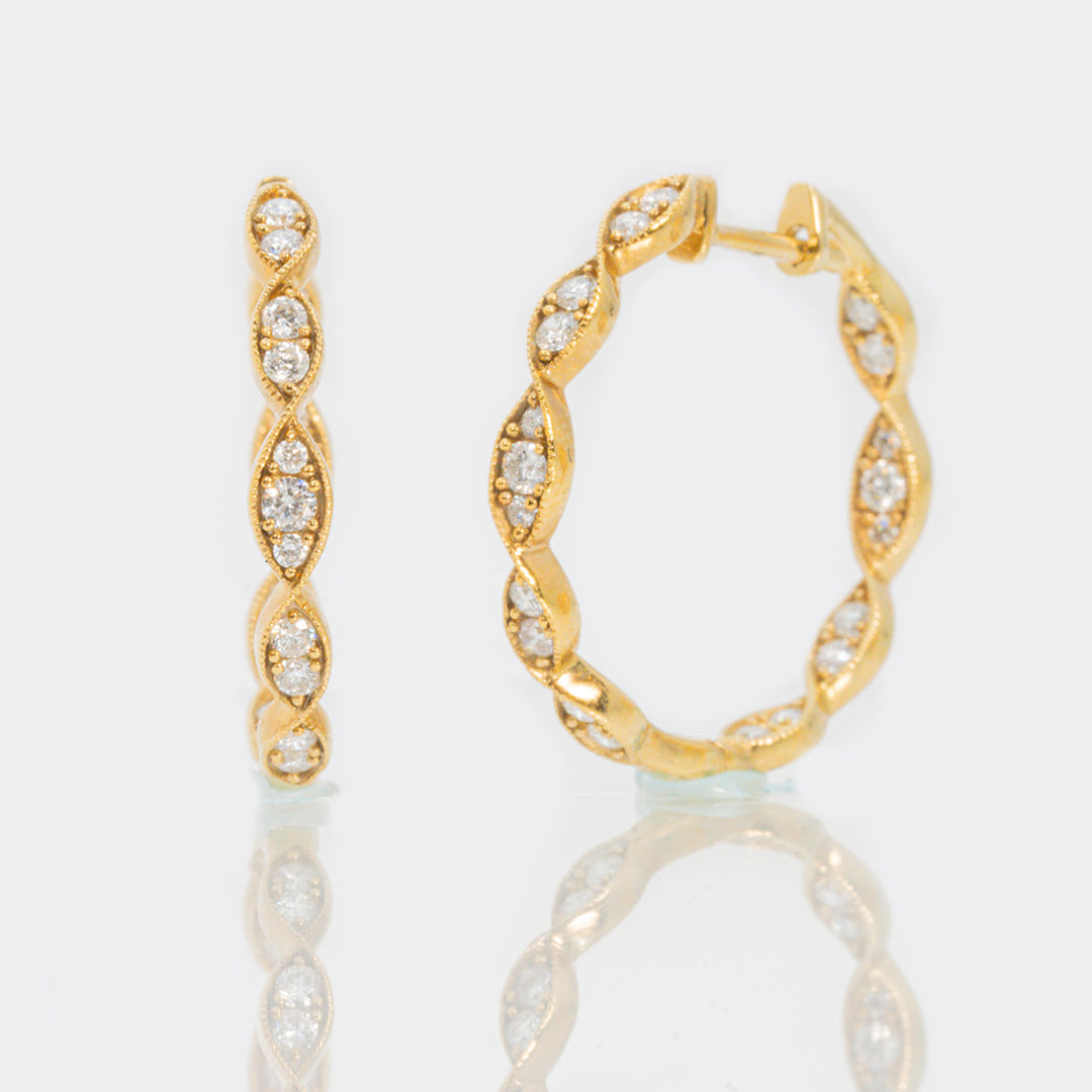 9 carat yellow gold diamond huggies
