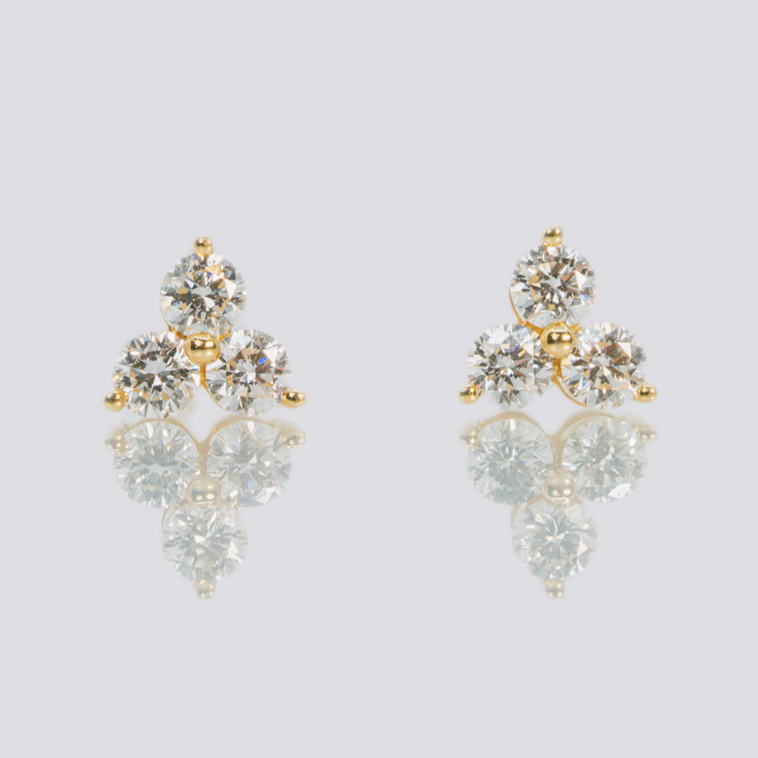 18 carat yellow gold diamond cluster studs