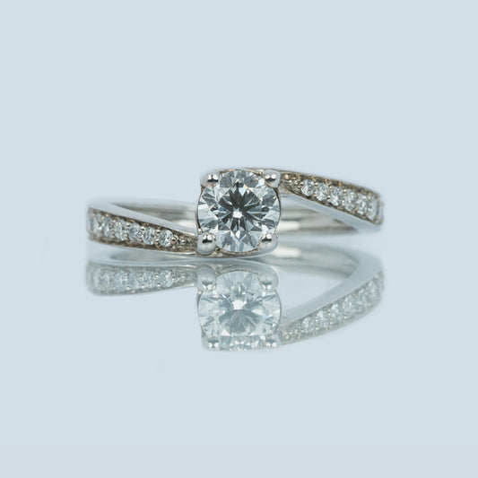 18 carat white gold and diamond engagement ring