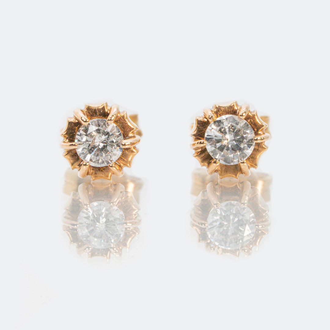 18 carat rose gold diamond screw back studs