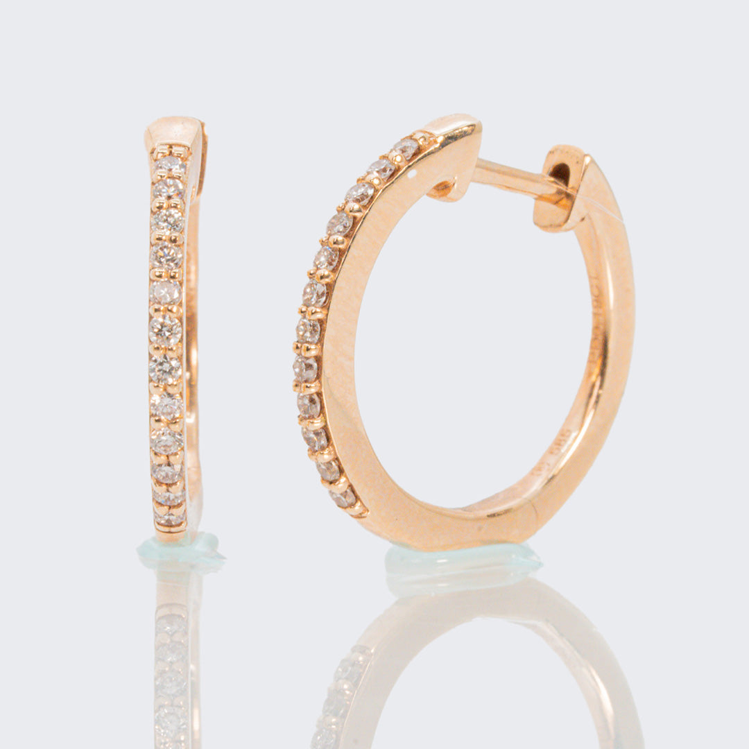 18 carat rose gold pink diamond huggies