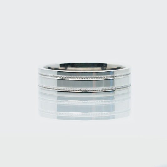 9 carat white gold gents ring