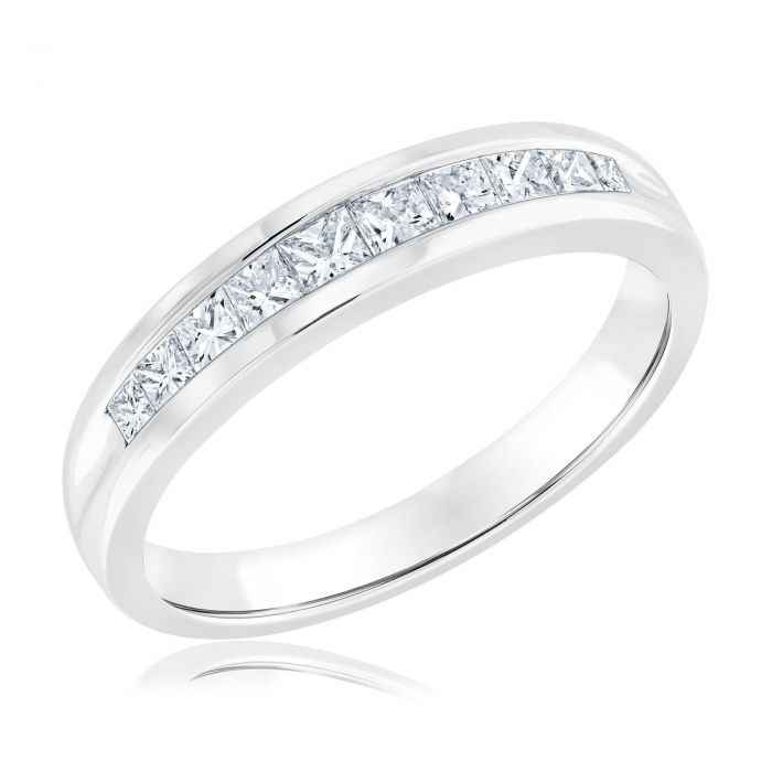 18ct White Gold Princess Cut Channel Set Ring. TDW 0.50cts ...